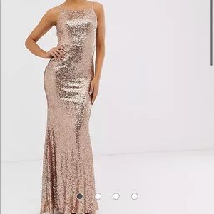 Rose gold sequin formal dress